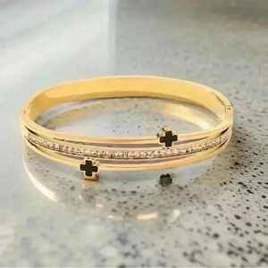 Cross Bangle with Sparky Rhinestones